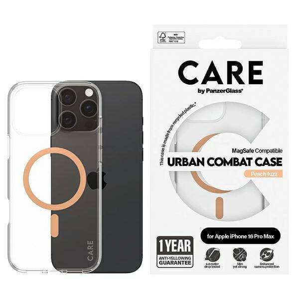 CARE by PanzerGlass Flagship Case iPhone 16 Pro Max 6,9" brzoskwiniowy/peachy MagSafe 1376