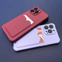 Card Armor Case etui pokrowiec do iPhone 11 Pro Max portfel na kartę silikonowe pancerne etui Air Bag pomarańczowy