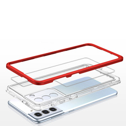 Clear 3in1 etui do Samsung Galaxy S21 5G żelowy pokrowiec z ramką czerwony