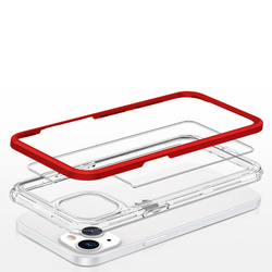 Clear 3in1 etui do iPhone 13 mini żelowy pokrowiec z ramką czerwony