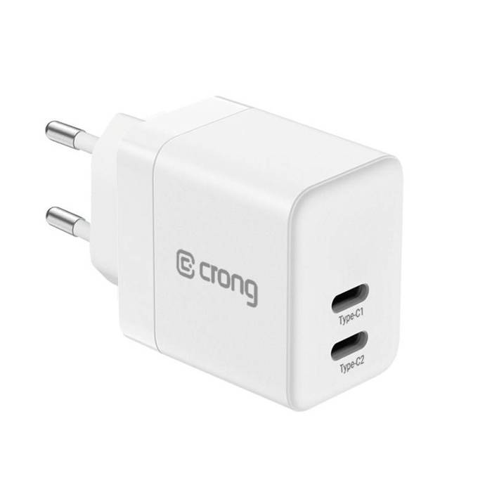 Crong Utra Compact GaN - Ładowarka sieciowa 35W PD 3.0 2x USB-C (biały)