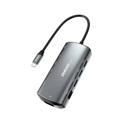 Dudao 11w1 wielofunkcyjny HUB USB Typ C - USB Typ C PD 60 W / HDMI / 3,5 mm mini jack / 1x USB 2.0 / czytnik kart SD micro SD / VGA / RJ45 / 3x USB 3.2 Gen 1 szary (A15Pro grey)