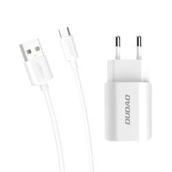 Dudao ładowarka sieciowa EU 2x USB 5V/2.4A + kabel USB Typ C biały (A2EU + Type-c white)