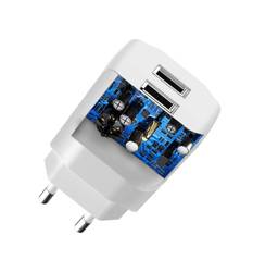 Dudao ładowarka sieciowa EU 2x USB 5V/2.4A + kabel USB Typ C biały (A2EU + Type-c white)