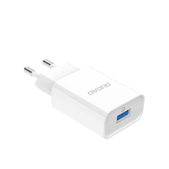 Dudao ładowarka sieciowa EU USB 5V/2.4A QC3.0 Quick Charge 3.0 + kabel przewód USB Typ C biały (A3EU + Type-c white)