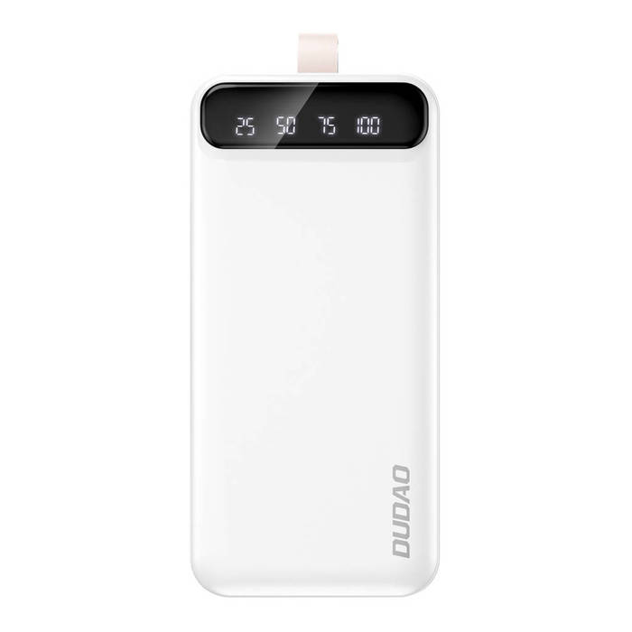 Dudao power bank 30000 mAh 3x USB z lampką LED biały (K8s+ white)