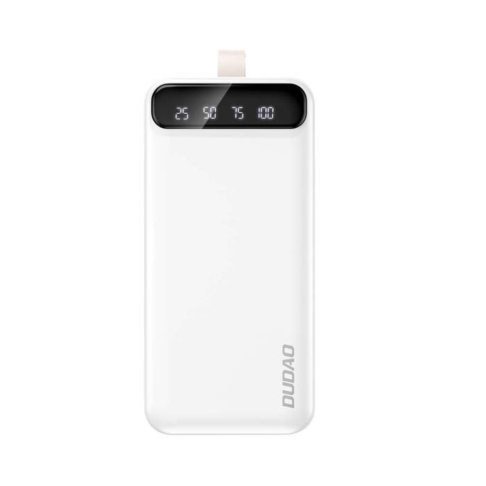 Dudao power bank 30000 mAh 3x USB z lampką LED biały (K8s+ white)