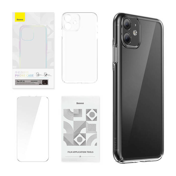 Etui Baseus Crystal Series Clear do iPhone 11 (przeźroczyste) +szkło hartowane +zestaw czyszczący