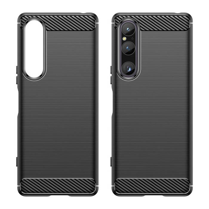 Etui Carbon Case etui do Sony Xperia 1 V elastyczny silikonowy karbonowy pokrowiec czarne Case