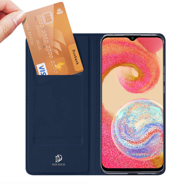 Etui Dux Ducis Skin Pro etui do Samsung Galaxy A04e pokrowiec z klapką portfel na kartę podstawka niebieskie Case