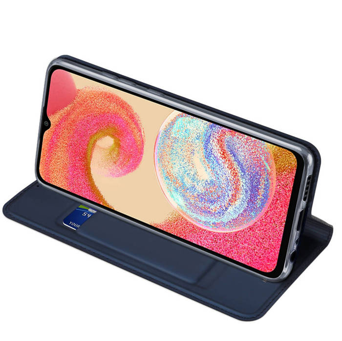 Etui Dux Ducis Skin Pro etui do Samsung Galaxy A04e pokrowiec z klapką portfel na kartę podstawka niebieskie Case