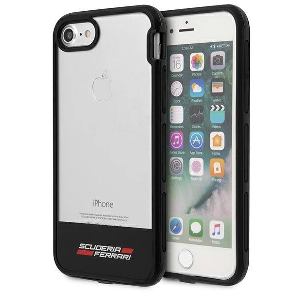 Etui FERRARI Apple iPhone 7 8 Bezbarwny Czarny Case