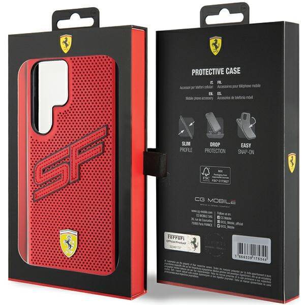 Etui Ferrari FEHCS24LPINR Samsung Galaxy S24 Ultra S928 czerwony/red hardcase Big SF Perforated Case