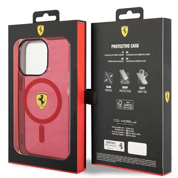 Etui Ferrari FEHMP14LURKR iPhone 14 Pro 6,1" czerwony/red hardcase Translucent Magsafe Case