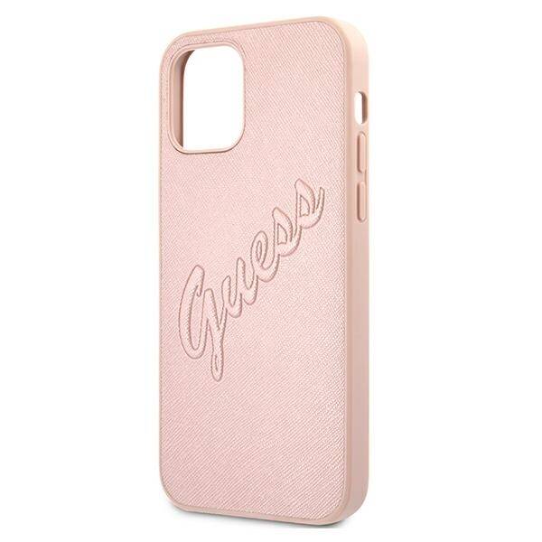 Etui GUESS Apple iPhone 12 Pro Max Saffiano Vintage Script Różowy Hardcase