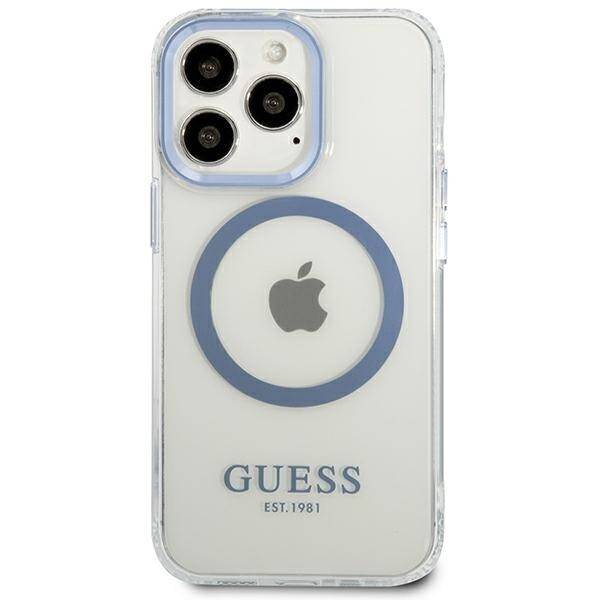 Etui GUESS Apple iPhone 13 13 Pro Metal Outline Magsafe Niebieski Hardcase