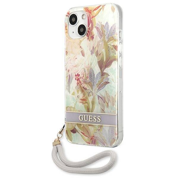 Etui GUESS Apple iPhone 13 Mini Flower Strap Fioletowy Hardcase