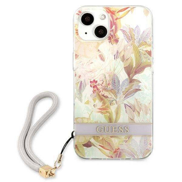 Etui GUESS Apple iPhone 13 Mini Flower Strap Fioletowy Hardcase