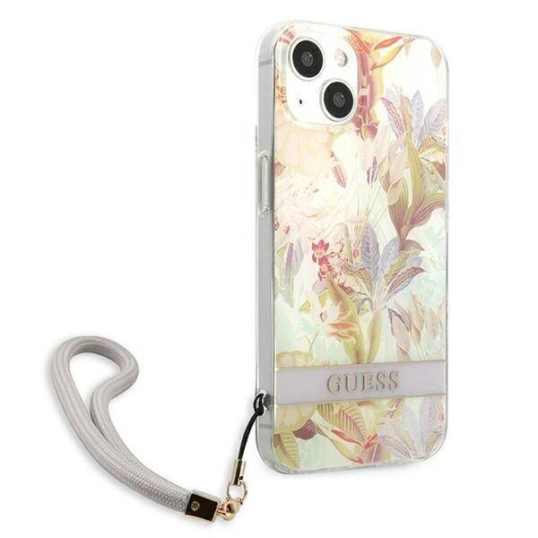 Etui GUESS Apple iPhone 13 Mini Flower Strap Fioletowy Hardcase