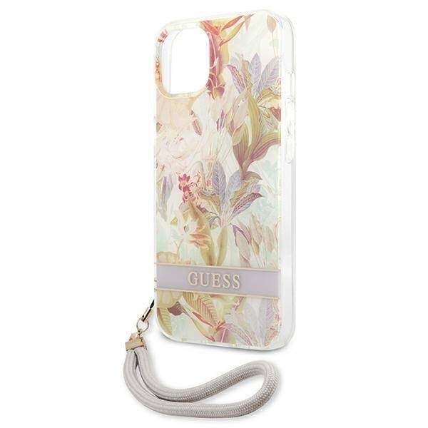 Etui GUESS Apple iPhone 13 Mini Flower Strap Fioletowy Hardcase