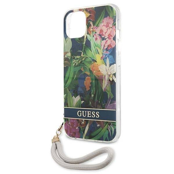 Etui GUESS Apple iPhone 13 Mini Flower Strap Niebieski Hardcase