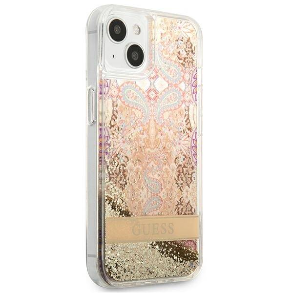 Etui GUESS Apple iPhone 13 Mini Paisley Liquid Glitter Złoty Hardcase