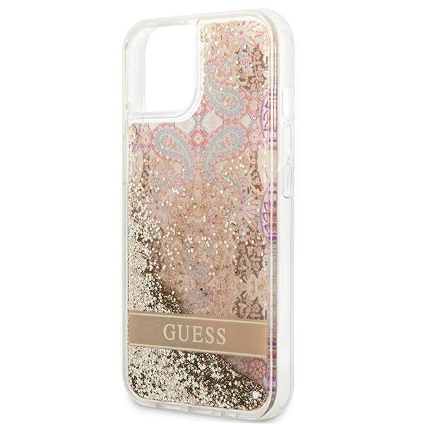 Etui GUESS Apple iPhone 13 Mini Paisley Liquid Glitter Złoty Hardcase