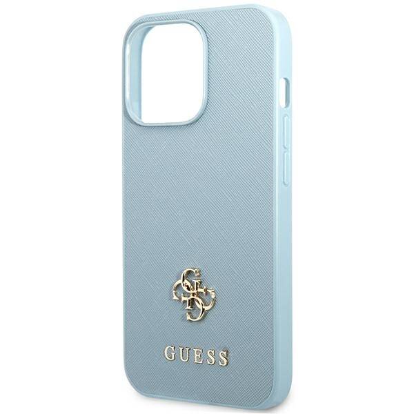 Etui GUESS Apple iPhone 13 Pro Max Saffiano 4G Small Metal Logo Niebieski Hardcase