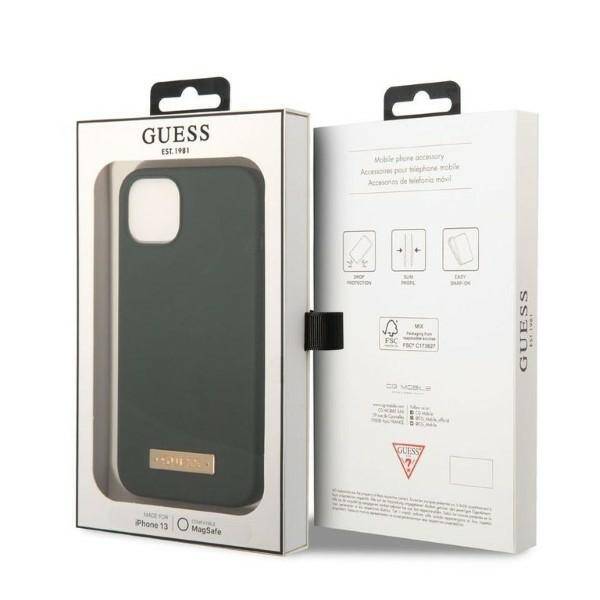 Etui GUESS Apple iPhone 13 Silicone Logo Plate MagSafe Zielony Hardcase