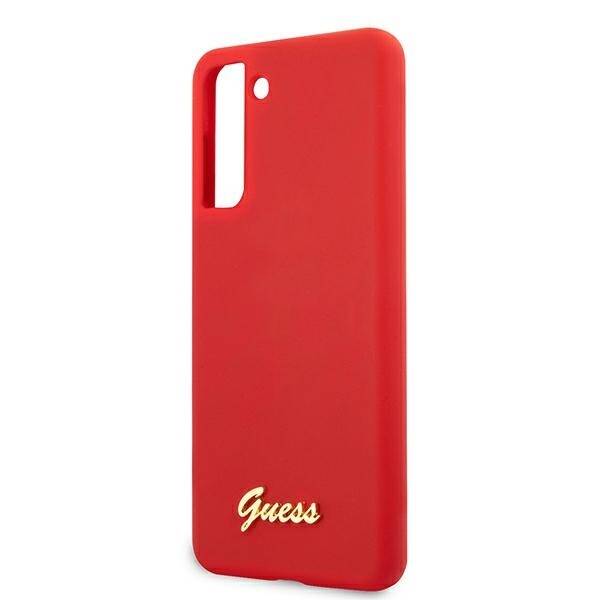 Etui GUESS Samsung Galaxy S21 Plus Silicone Script Metal Logo Czerwony Hardcase