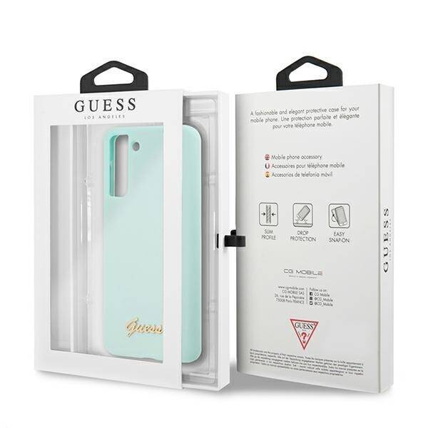 Etui GUESS Samsung Galaxy S21 Plus Silicone Script Metal Logo Niebieski Hardcase