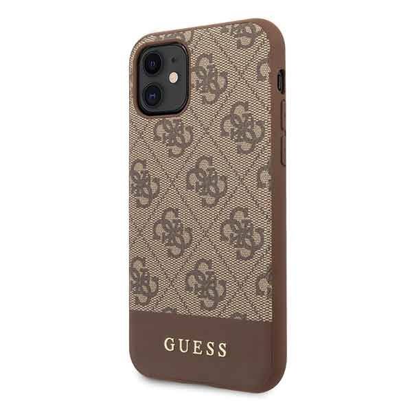 Etui Guess Apple iPhone 11 brązowy/brown hard case 4G Stripe Collection Case