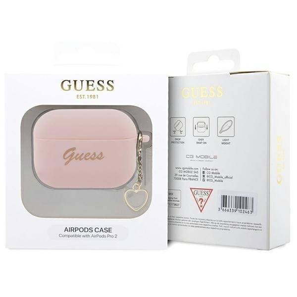 Etui Guess GUAP2LSCHSP AirPods Pro 2 cover różowy/pink Silicone Charm Heart Collection Case