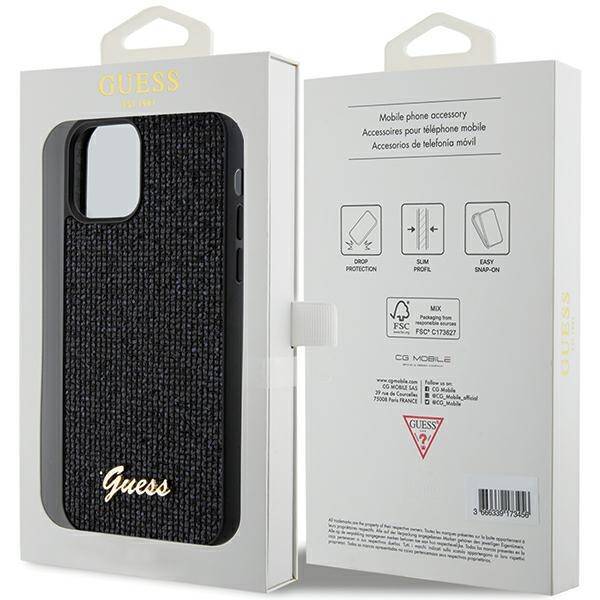 Etui Guess GUHCP12MPMSDGSK iPhone 12/12 Pro 6.1" czarny/black hardcase Disco Metal Script Case