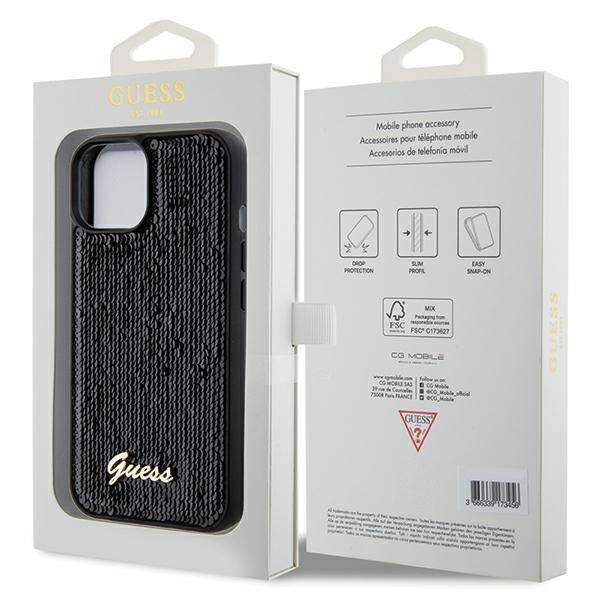 Etui Guess GUHCP14SPSFDGSK iPhone 14 / 15 / 13 6.1" czarny/black hardcase Sequin Script Metal Case