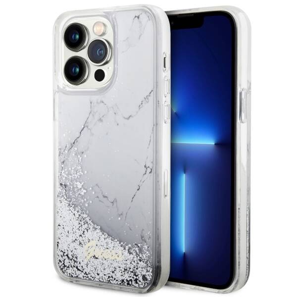 Etui Guess GUHCP14XLCSGSGH iPhone 14 Pro Max 6.7" biały/white hardcase Liquid Glitter Marble Case