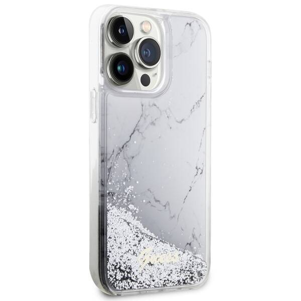 Etui Guess GUHCP14XLCSGSGH iPhone 14 Pro Max 6.7" biały/white hardcase Liquid Glitter Marble Case