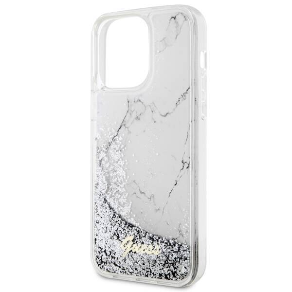 Etui Guess GUHCP14XLCSGSGH iPhone 14 Pro Max 6.7" biały/white hardcase Liquid Glitter Marble Case