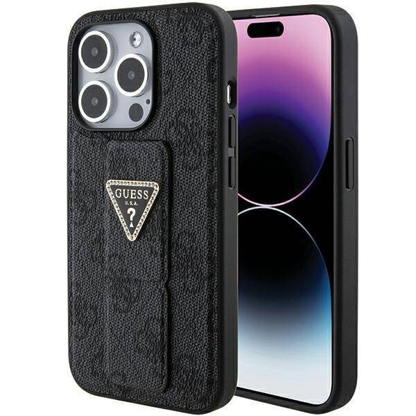 Etui Guess GUHCP15LPGS4TDK iPhone 15 Pro 6.1" czarny/black hardcase Grip Stand 4G Triangle Strass Case