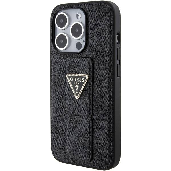 Etui Guess GUHCP15LPGS4TDK iPhone 15 Pro 6.1" czarny/black hardcase Grip Stand 4G Triangle Strass Case