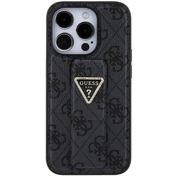 Etui Guess GUHCP15LPGS4TDK iPhone 15 Pro 6.1" czarny/black hardcase Grip Stand 4G Triangle Strass Case