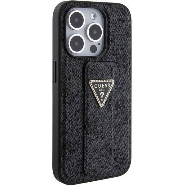 Etui Guess GUHCP15LPGS4TDK iPhone 15 Pro 6.1" czarny/black hardcase Grip Stand 4G Triangle Strass Case