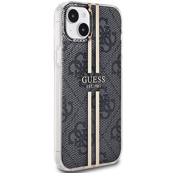 Etui Guess GUHCP15SH4PSEGK iPhone 15 / 14 / 13 6.1" czarny/black hardcase IML 4G Gold Stripe Case