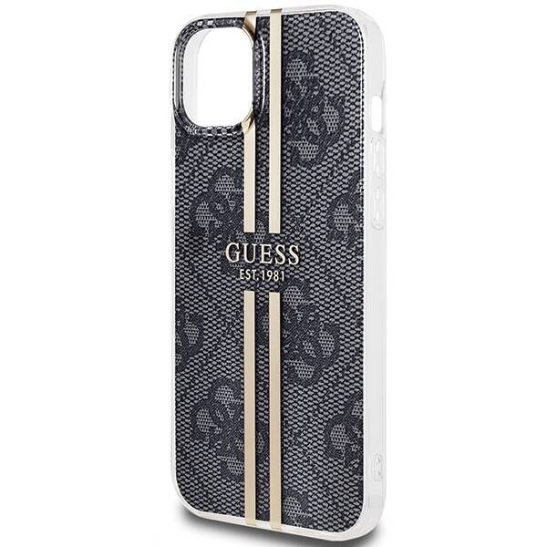 Etui Guess GUHCP15SH4PSEGK iPhone 15 / 14 / 13 6.1" czarny/black hardcase IML 4G Gold Stripe Case