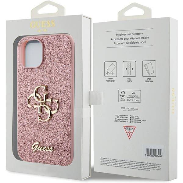 Etui Guess GUHCP15SHG4SGP iPhone 15 6.1" różowy/pink hardcase Glitter Script Big 4G Case