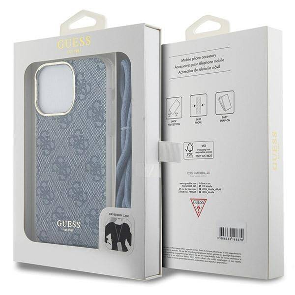 Etui Guess GUHCP15XHC4SEB iPhone 15 Pro Max 6.7" niebieski/blue hardcase Crossbody Cord 4G Print Case