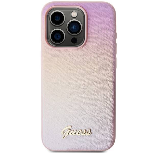 Etui Guess GUHCP15XPSAIRSP iPhone 15 Pro Max 6.7" różowy/pink hardcase Saffiano Iridescent Script Case