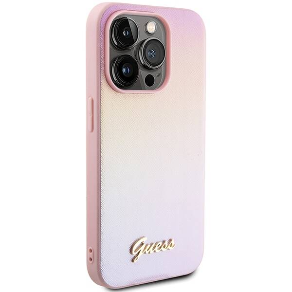 Etui Guess GUHCP15XPSAIRSP iPhone 15 Pro Max 6.7" różowy/pink hardcase Saffiano Iridescent Script Case