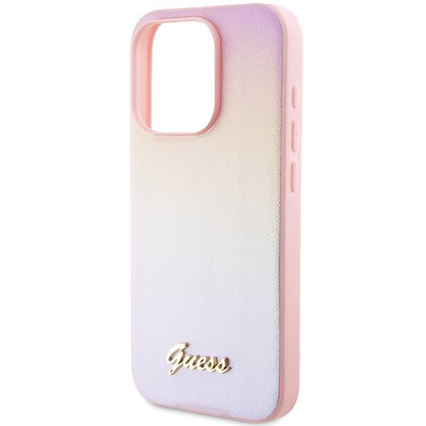 Etui Guess GUHCP15XPSAIRSP iPhone 15 Pro Max 6.7" różowy/pink hardcase Saffiano Iridescent Script Case