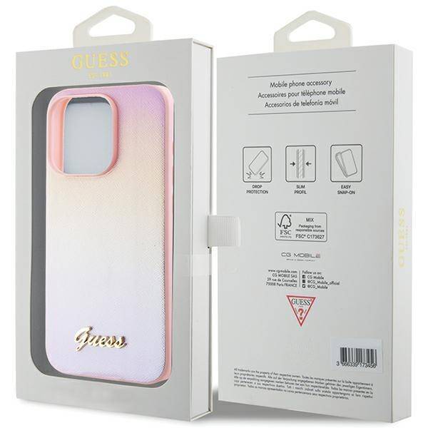 Etui Guess GUHCP15XPSAIRSP iPhone 15 Pro Max 6.7" różowy/pink hardcase Saffiano Iridescent Script Case